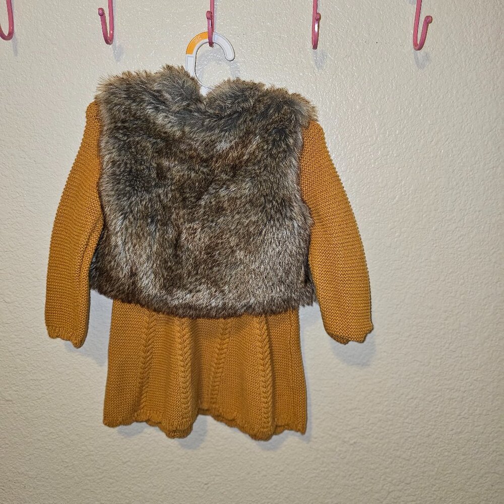 Christain Siriano Fall sweater dress with fur mini coat